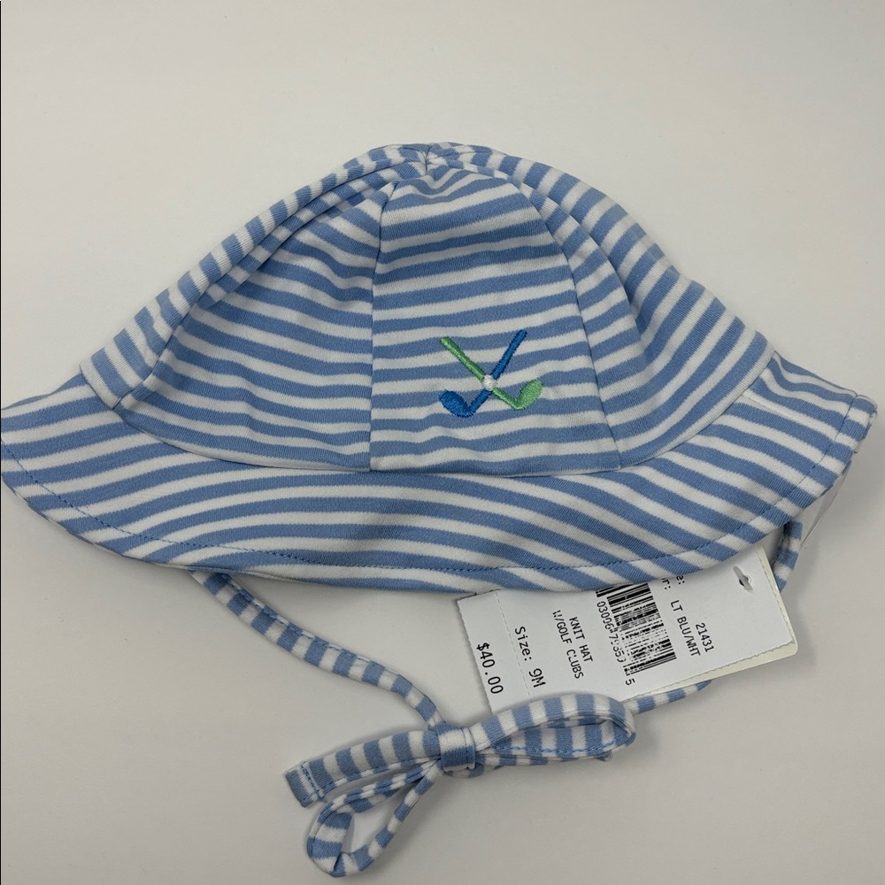 FLORENCE EISEMAN: Sun hat with golf clubs; knit. Size 9M. NEW